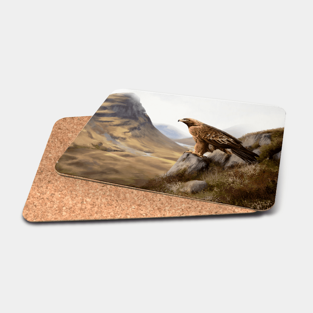 Country Images Personalised Printed Custom Placemats Tablemats Cheap Highland Collection Golden Eagle Bird of Prey Scotland Scottish Gift Gifts Ideas Tableware (Cork)