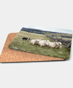 Country Images Personalised Printed Custom Placemats Tablemats Cheap Highland Collection Sheep and Sheepdog Croft Crofting Crofter Farming Dog Trials Scotland Scottish Gift Gifts Ideas Tableware (Cork)