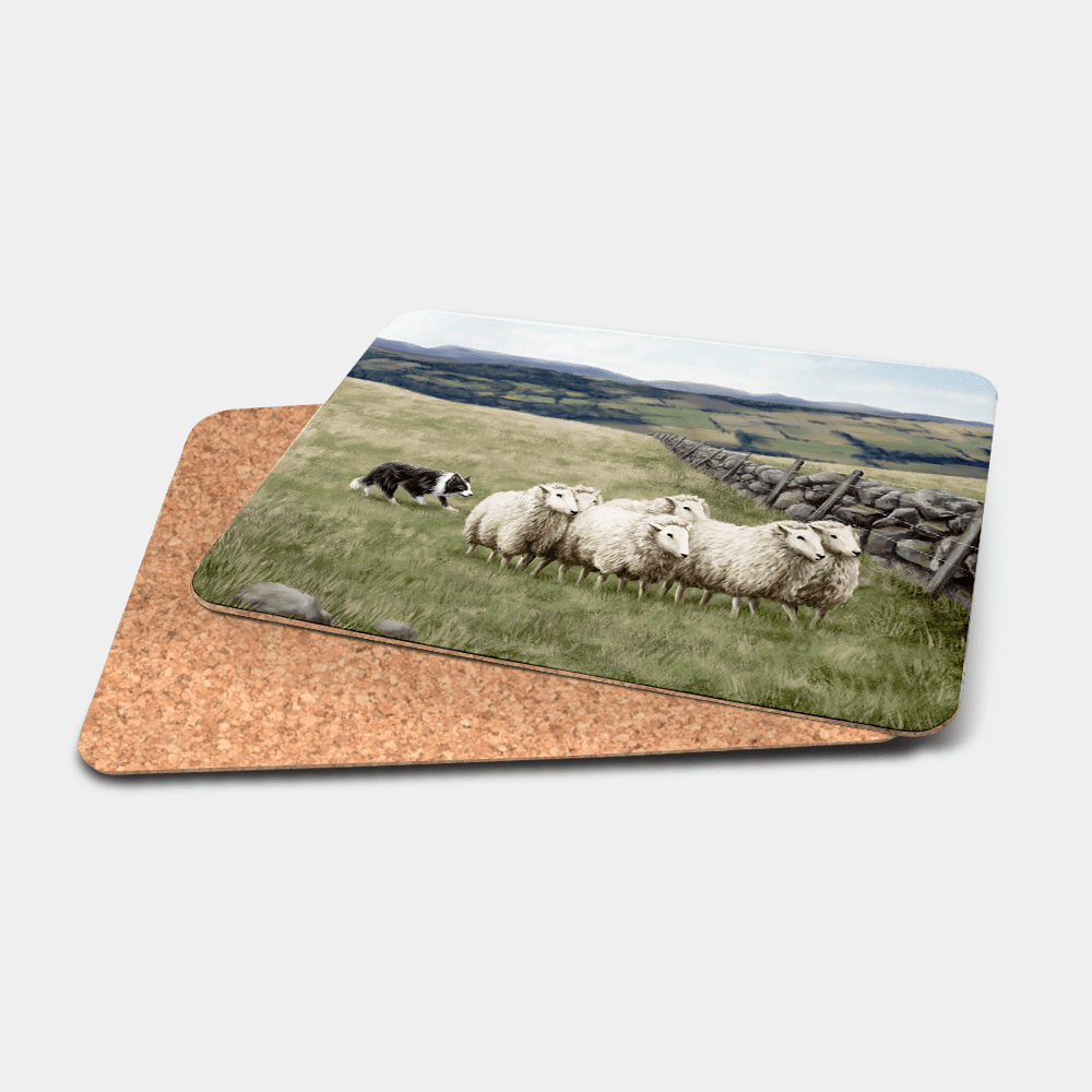 Country Images Personalised Printed Custom Placemats Tablemats Cheap Highland Collection Sheep and Sheepdog Croft Crofting Crofter Farming Dog Trials Scotland Scottish Gift Gifts Ideas Tableware (Cork)