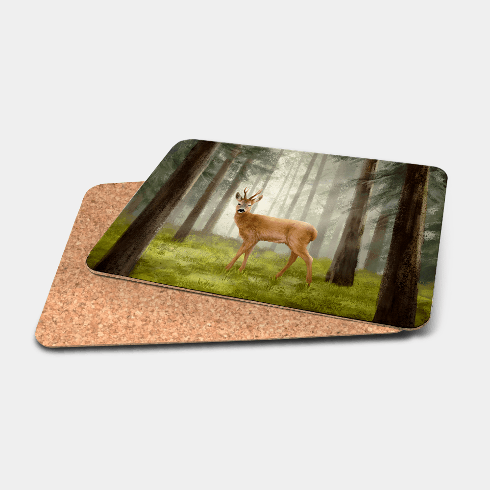 Country Images Personalised Printed Custom Placemats Tablemats Cheap Highland Collection Roe Roebuck Buck Bucks Roebucks Deer Stag Stags Scotland Scottish Gift Gifts Ideas Tableware (Cork)