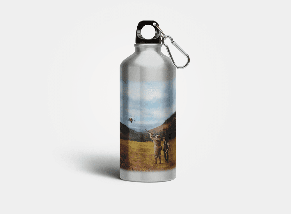Country Images Aluminium Reusable Water Bottle Metal Clay Pigeon Shooting Hunting Sport Sporting Sports Gifts Gift