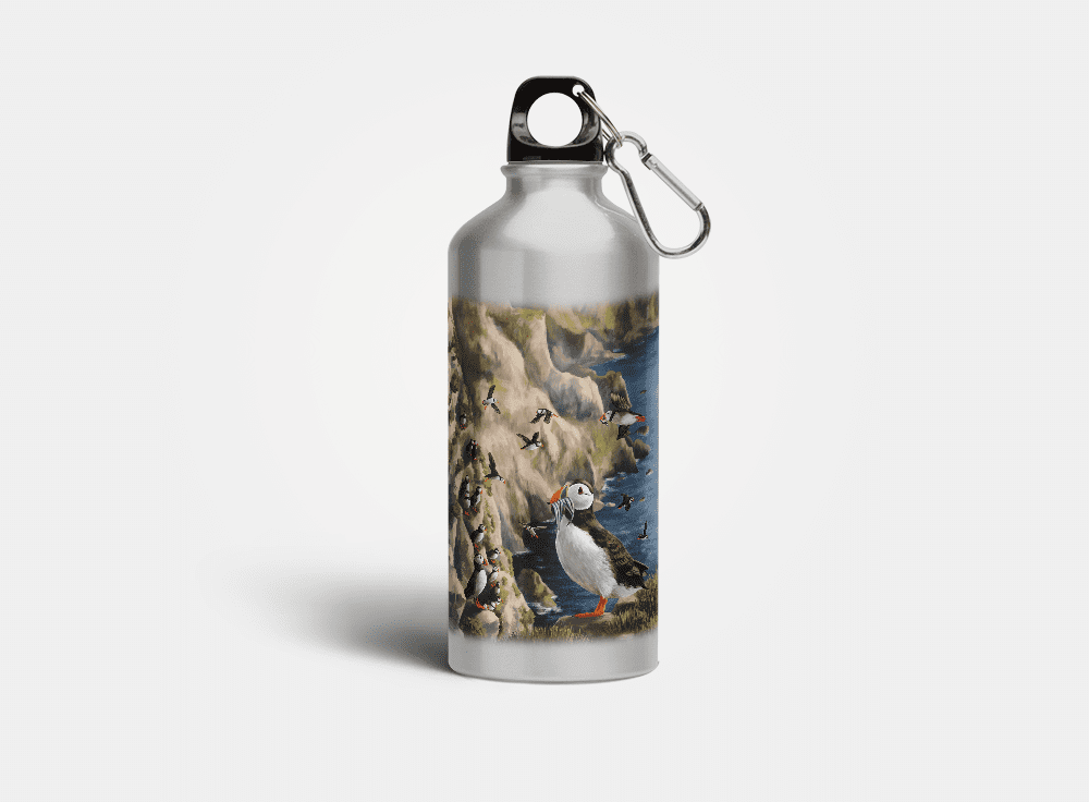 Country Images Aluminium Reusable Water Bottle Metal Highland Collection Puffin Puffins Gifts Gift