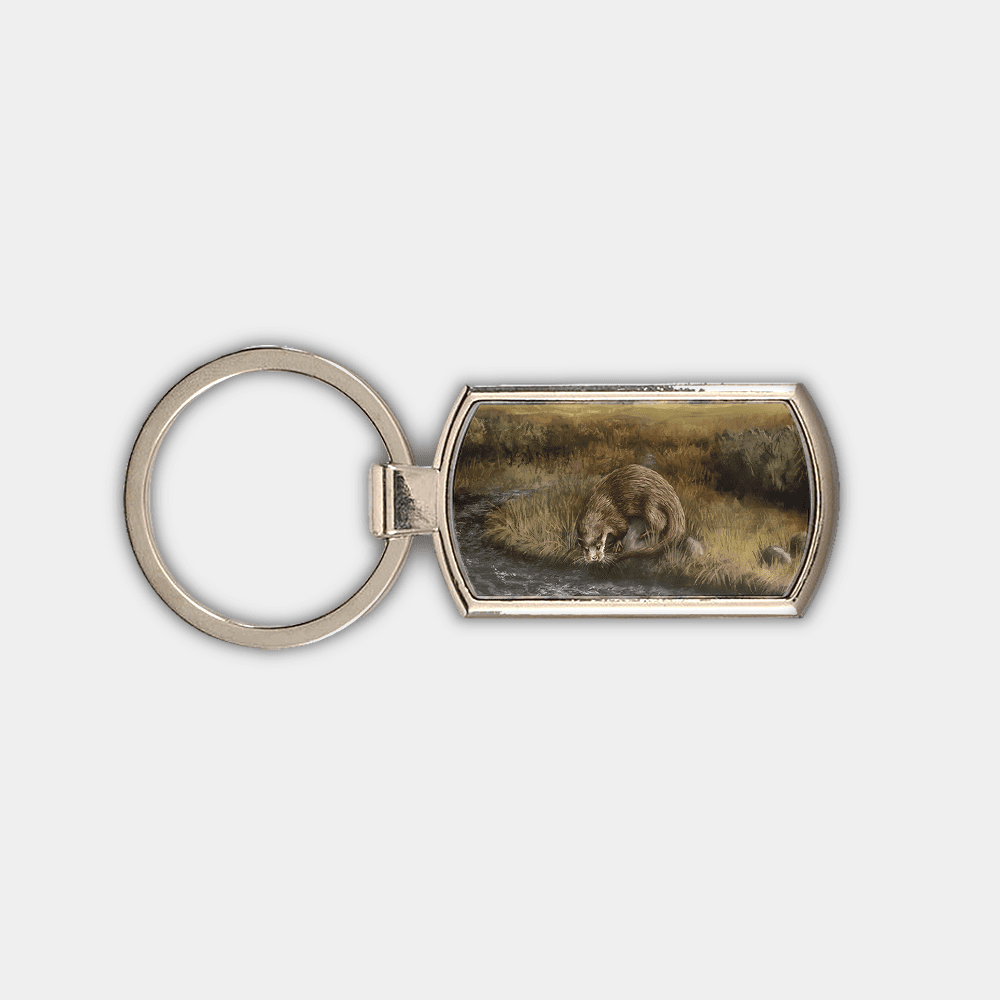 Country Images Custom Customised Customise Personalise Personalised Lozenge Metal Keyring Highland Collection Otter Otters Gift Gifts