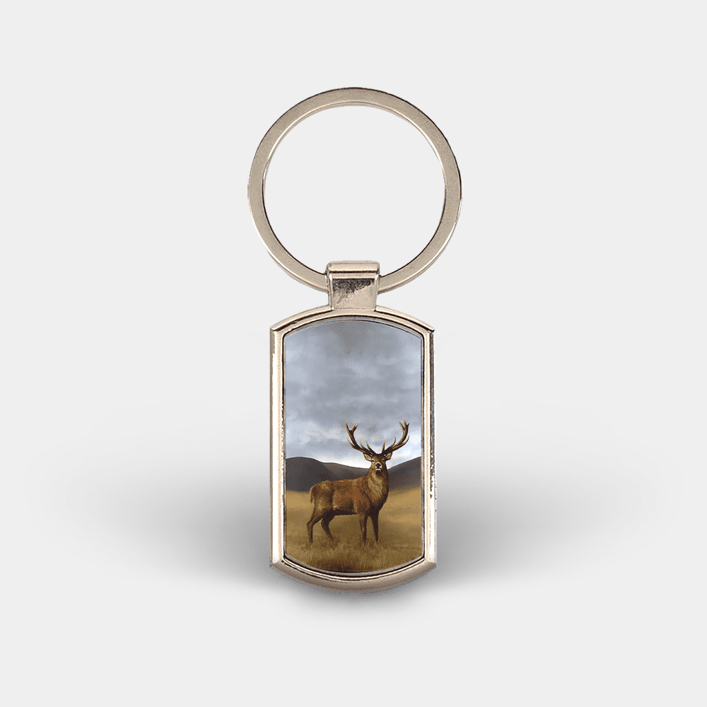 Country Images Custom Customised Customise Personalise Personalised Lozenge Metal Keyring Highland Collection Stag Deer Gift Gifts