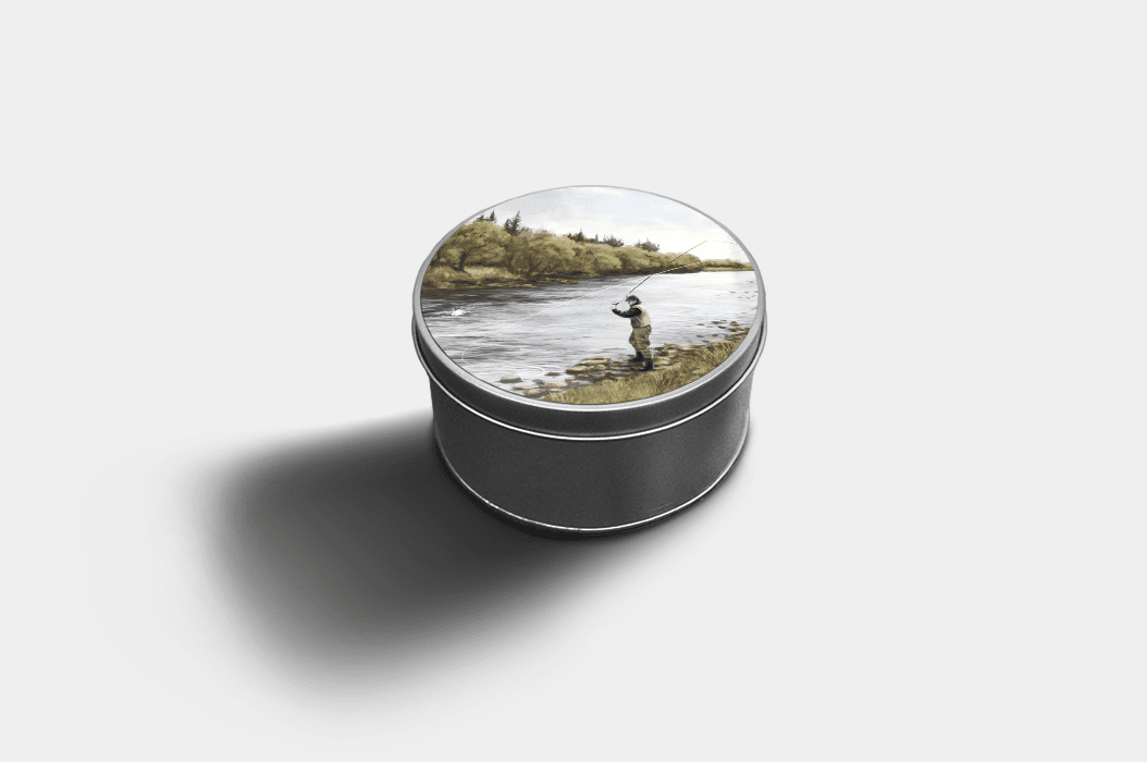 Country Images Custom Customised Personalised Round Tin Printed Gift Gifts Idea Biscuit Sweets Container Tins Fly Fishing Angling Angler Gift Gifts Idea Ideas