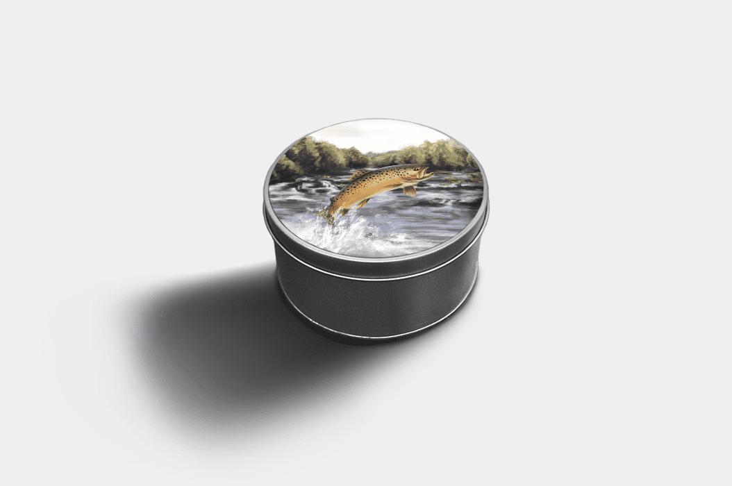 Country Images Custom Customised Personalised Round Tin Printed Gift Gifts Idea Biscuit Sweets Container Tins Highland Collection Brown Trout 4
