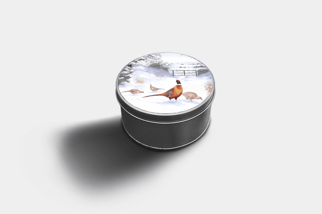Country Images Custom Customised Personalised Round Tin Printed Gift Gifts Idea Biscuit Sweets Container Tins Highland Collection Pheasant Pheasants