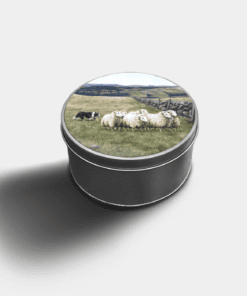 Country Images Custom Customised Personalised Round Tin Printed Gift Gifts Idea Biscuit Tins Highland Collection Sheep Sheepdog Croft Crofter Crofting