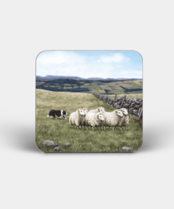 Country Images Personalised Custom Board Coaster Coasters Scotland Highland Collection Crofting Crofter Sheep Sheepdog Herding Gift Gifts
