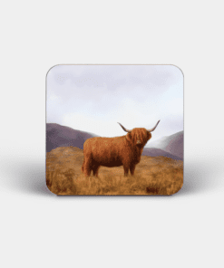Country Images Personalised Custom Board Coaster Coasters Scotland Highland Collection Highland Cow Hairy Coo Gift Gifts