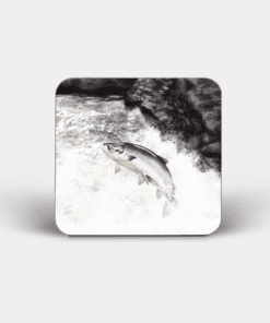Country Images Personalised Custom Board Coaster Coasters Scotland Highland Collection Leaping Salmon Fish Angler Angling Fishing Gift Gifts