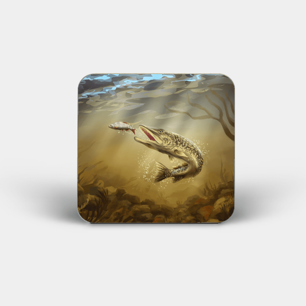 Country Images Personalised Custom Board Coaster Coasters Scotland Highland Pike Angling Fishing Gift Gifts