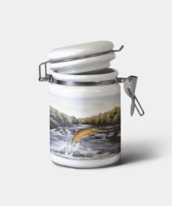 Country Images Personalised Custom Ceramic Hinged Storage Jar Container Highland Collection Brown Trout Fishing Angler Gifts