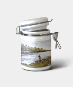 Country Images Personalised Custom Ceramic Hinged Storage Jars Highland Collection Fly Fishing Angler Angling Gifts