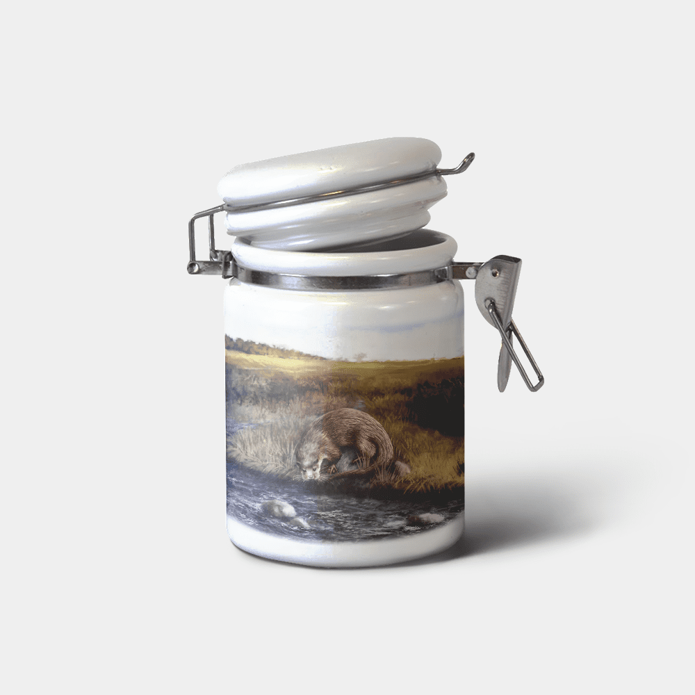 Country Images Personalised Custom Ceramic Hinged Storage Jars Highland Collection Otter Gifts