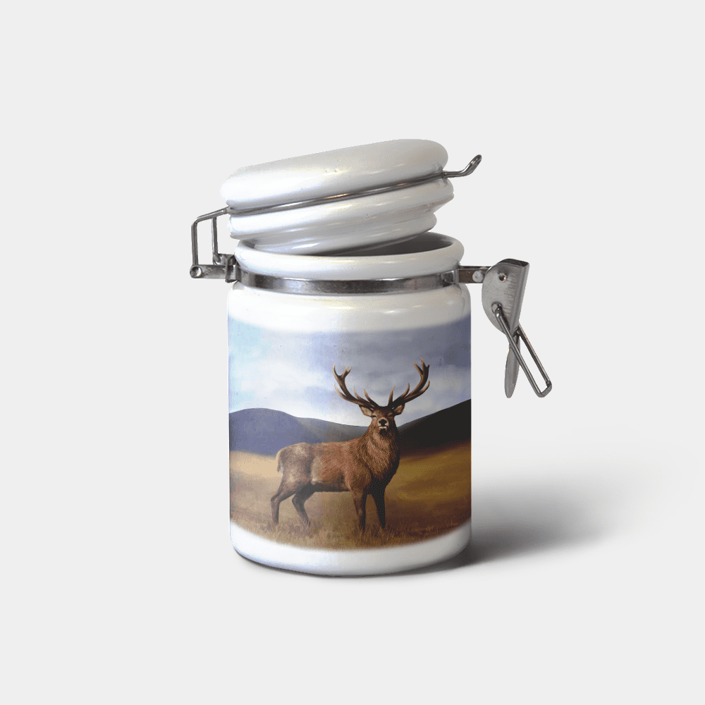 Country Images Personalised Custom Ceramic Hinged Storage Jars Highland Collection Stag Deer Buck Gifts