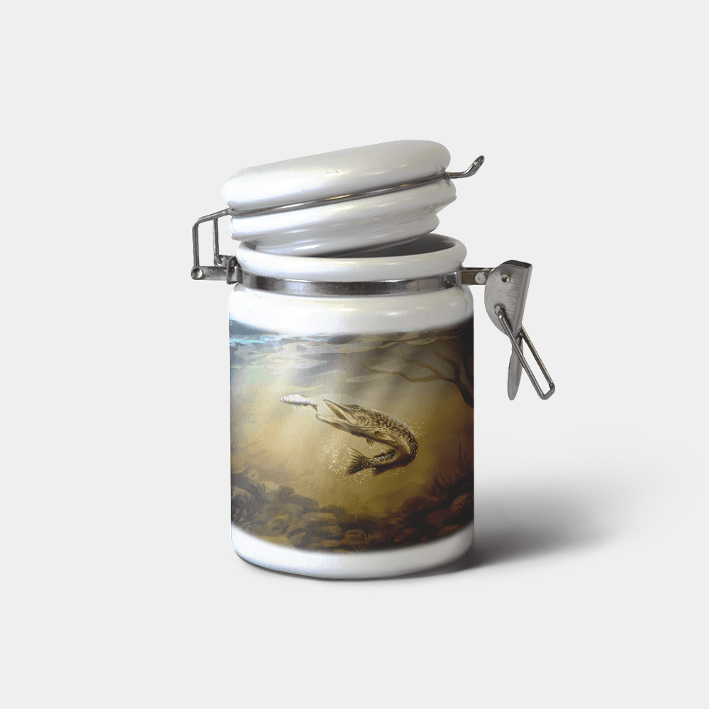 Country Images Personalised Custom Ceramic Hinged Storage Jars Sports Pike Fishing Angling Gift Gifts