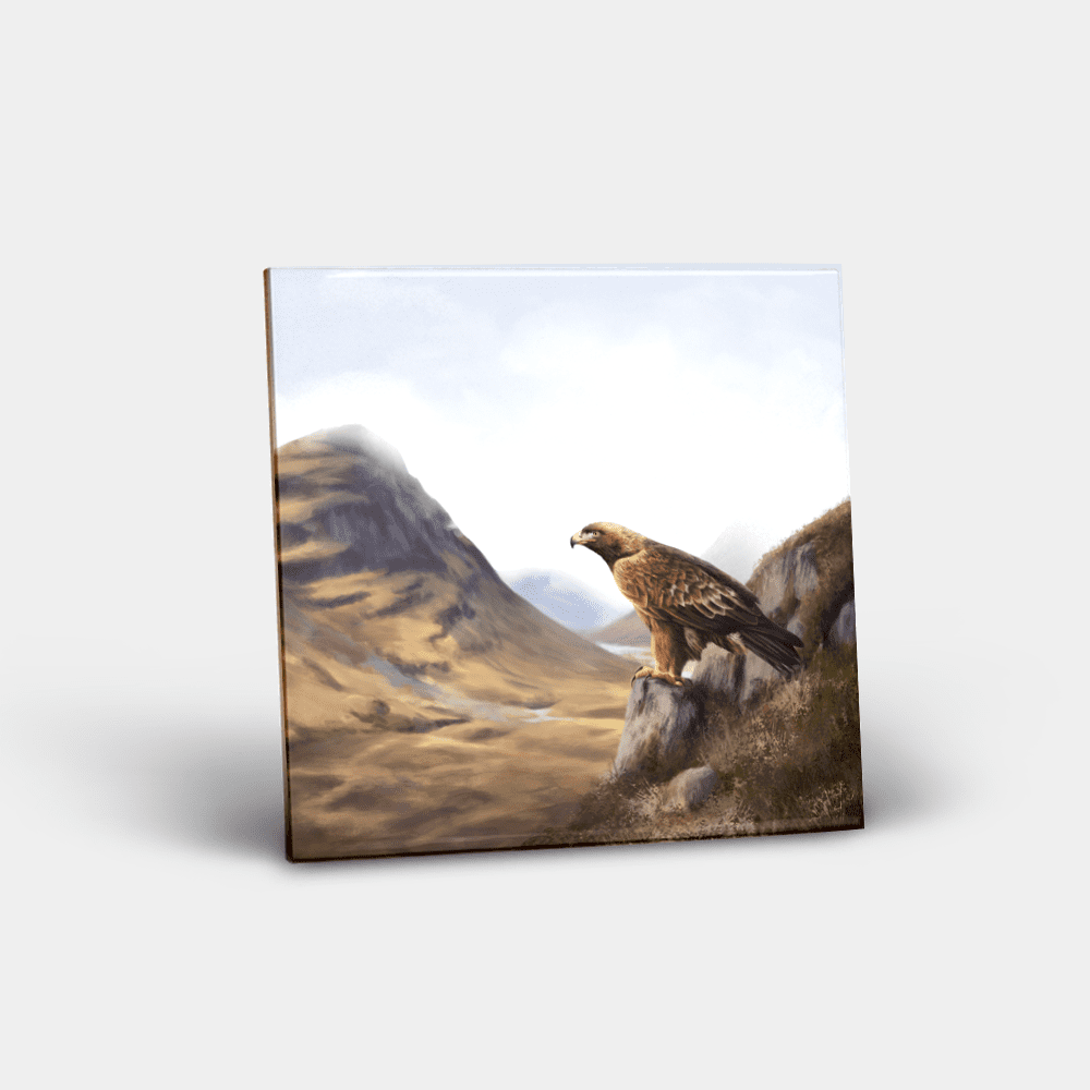 Country Images Personalised Custom Ceramic Tile Tiles Scotland Highland Collection Golden Eagle Birds Nature Wildlife Gift Gifts
