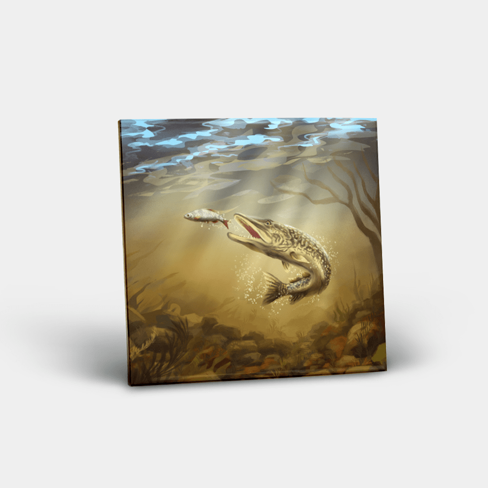 Country Images Personalised Custom Ceramic Tile Tiles Scotland Highland Collection Pike Angling Fishing Gift Gifts