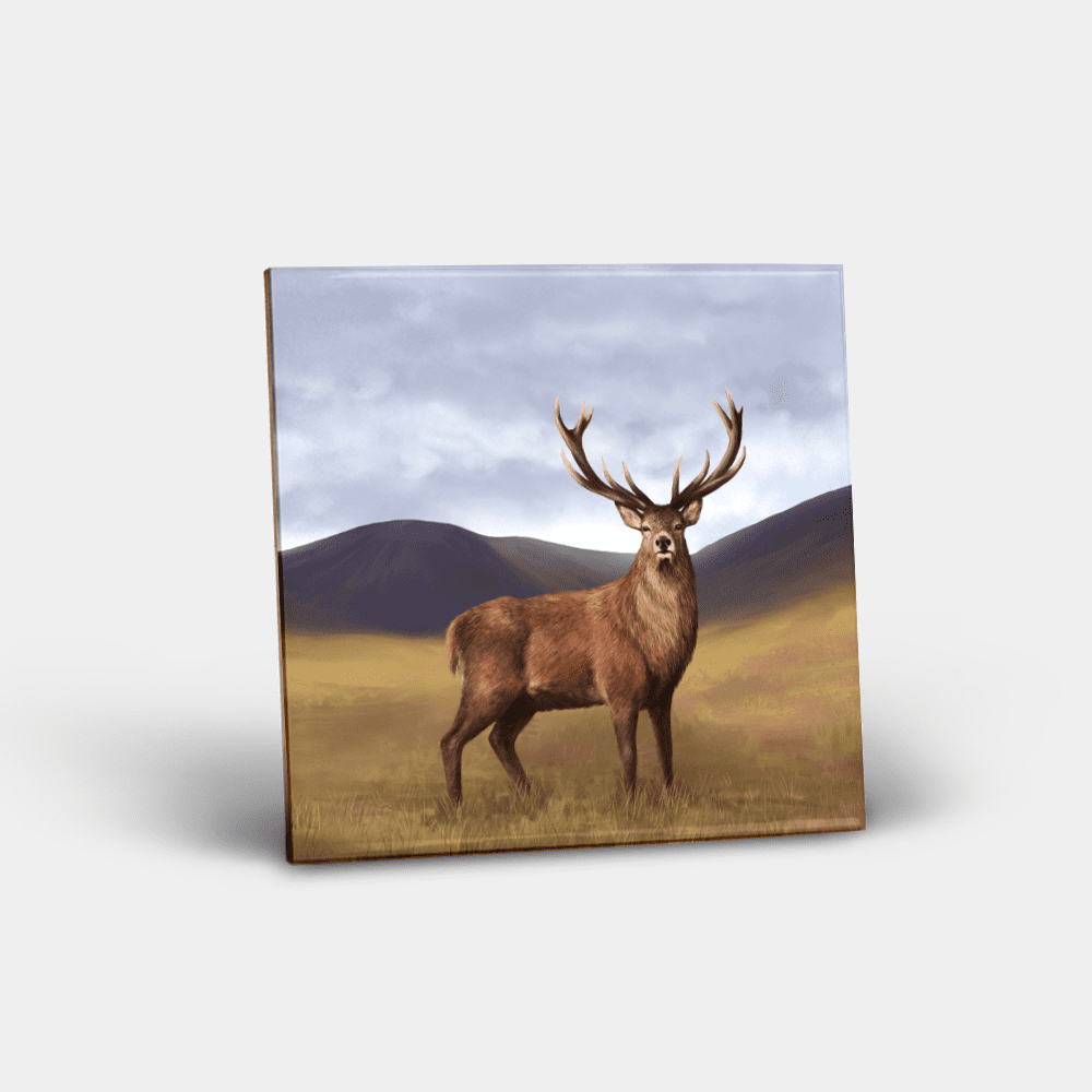 Country Images Personalised Custom Ceramic Tile Tiles Scotland Highland Collection Stag Deer Nature Wildlife Gift Gifts
