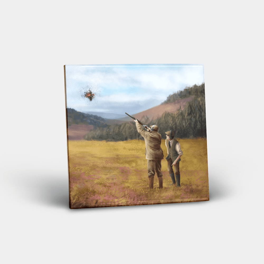 Country Images Personalised Custom Ceramic Tile Tiles Scotland Scotland Clay Pigeon Shooting Sports Hunting Gift Gifts