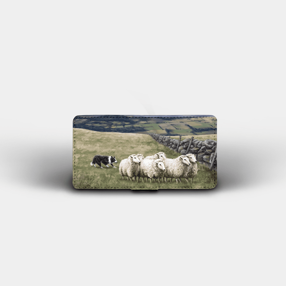 Country Images Personalised Custom Customised Flip Phone Cover Case Scotland Scottish Highlands Sheep Sheepdog Sheepdogs Crofter Crofting Gift Gifts