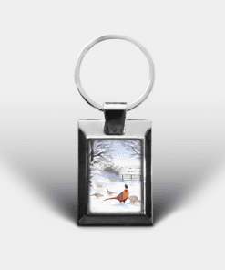 Country Images Personalised Custom Customised Rectangular Metal Keyring Keyrings Scotland Highland Pheasant Pheasants Gift Gifts 3
