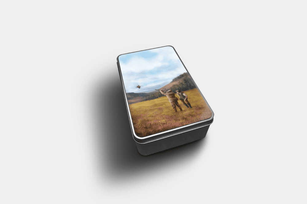Country Images Personalised Custom Customised Rectangular Tin Tins Scotland Scottish Highland Highlands Biscuit Sweet Clay Pigeon Shooting Club