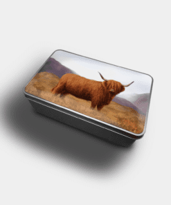 Country Images Personalised Custom Customised Rectangular Tin Tins Scotland Scottish Highland Highlands Biscuit Sweet Highland Cow Hairy Coo