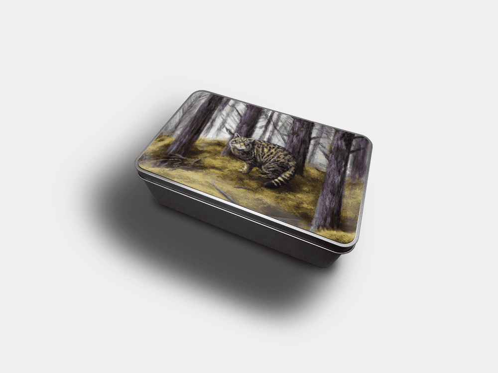 Country Images Personalised Custom Customised Rectangular Tin Tins Scotland Scottish Highland Highlands Biscuit Sweet Wildcat Wildcats Wild Cat Cats