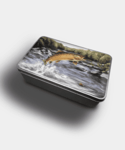 Country Images Personalised Custom Customised Rectangular Tin Tins Scotland Scottish Highlands Biscuit Sweet Brown Trout Fishing Gift Gifts Angling 2
