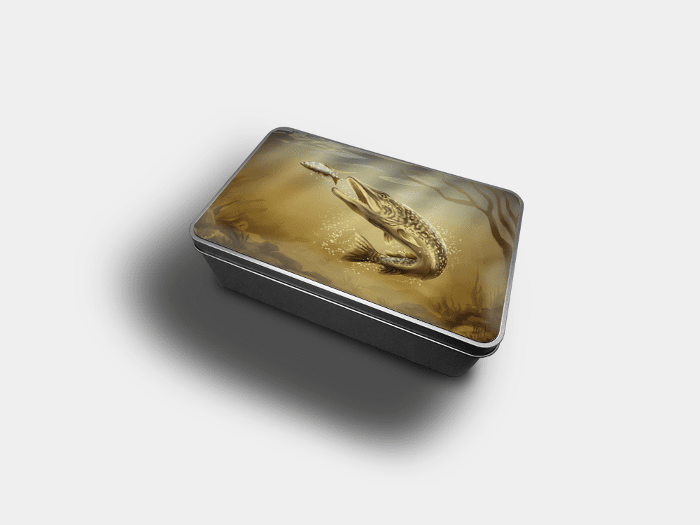 Country Images Personalised Custom Customised Rectangular Tin Tins Scotland Scottish Highlands Biscuit Sweet Pike Fishing Gift Gifts Angling 1