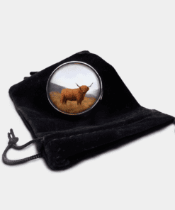 Country Images Personalised Custom Round Metal Pill Boxes Box Scotland Highlands Highland Cow Hairycoo Hairy Cow Coo Gift Gifts