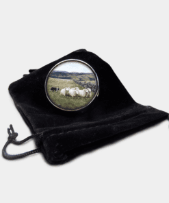 Country Images Personalised Custom Round Metal Pill Boxes Box Scotland Highlands Sheep Sheepdog Sheepdogs Crofter Crofting Farming Gift Gifts