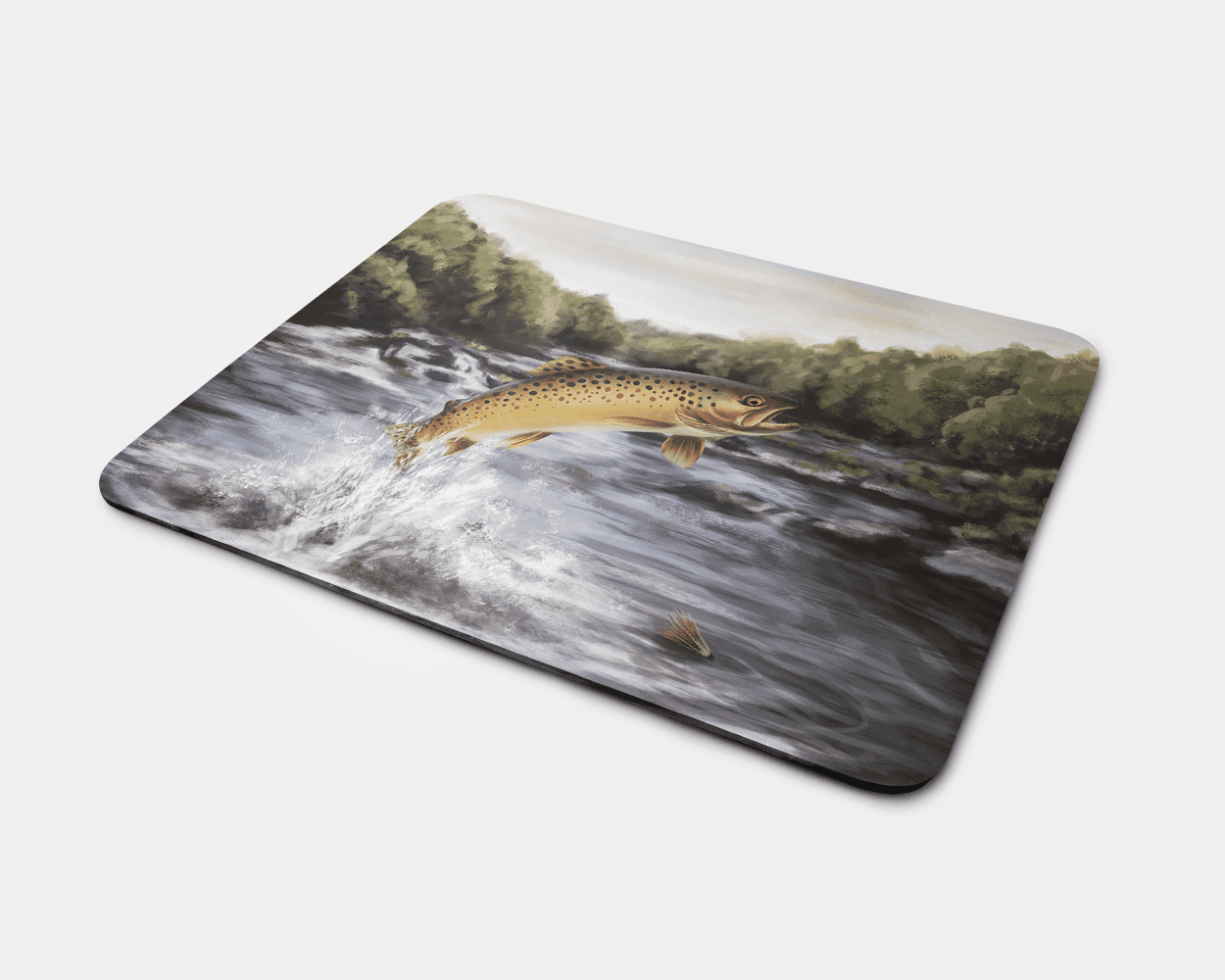 Country Images Personalised Fabric Custom Customised Mousemat Cheap Scotland UK Highland Collection Leaping Brown Trout 3