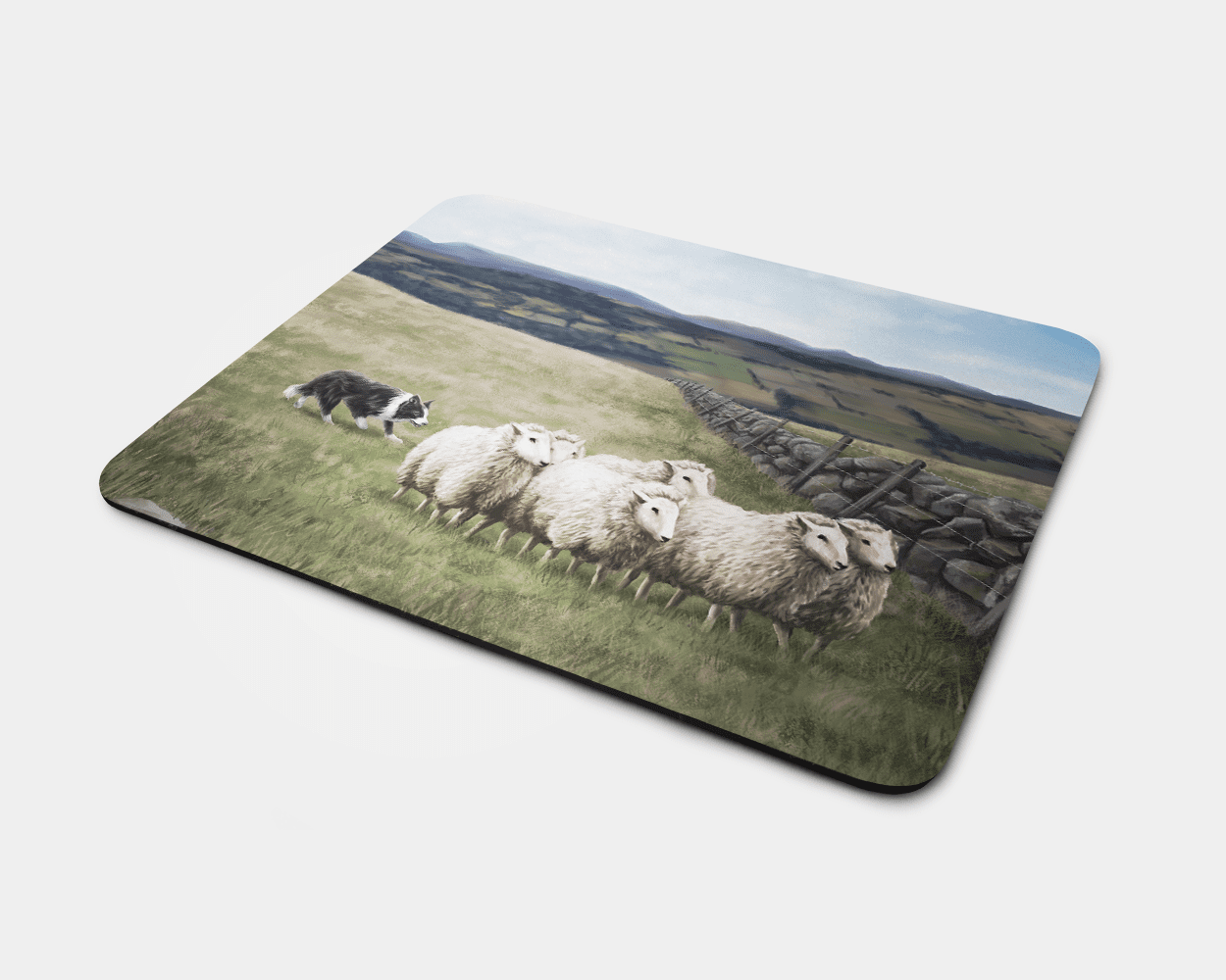 Country Images Personalised Fabric Custom Customised Mousemat Cheap Scotland UK Sheep and Sheepdog Croft Crofting Crofter Farmer Gift Gifts Ideas