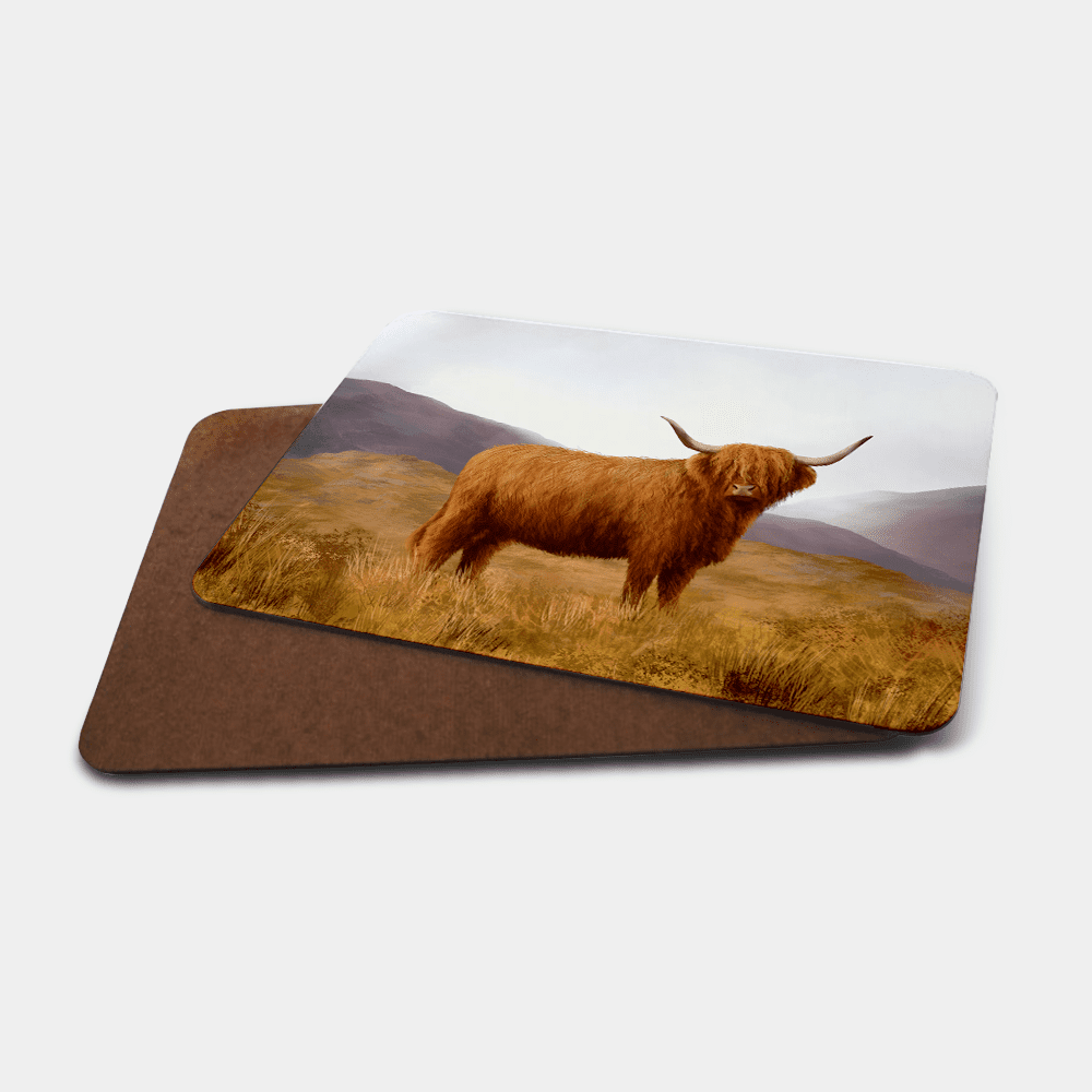 Country Images Personalised Printed Custom Placemats Tablemats Cheap Highland Collection Highland Cow Hairy Coo Scotland Scottish Gift Gifts Ideas Tableware (Board)