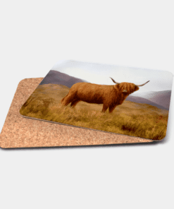 Country Images Personalised Printed Custom Placemats Tablemats Cheap Highland Collection Highland Cow Hairy Coo Scotland Scottish Gift Gifts Ideas Tableware (Cork)
