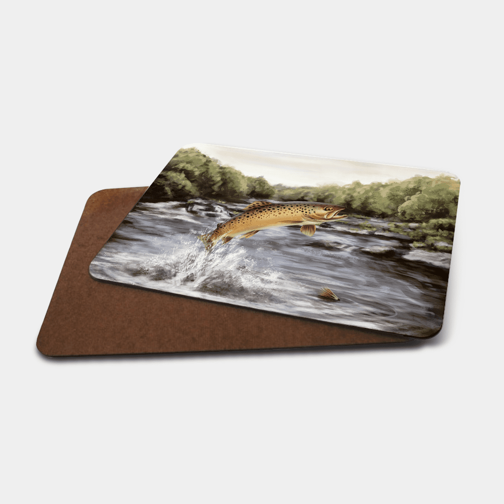 Country Images Personalised Printed Custom Placemats Tablemats Cheap Highland Collection Leaping Brown Trout Scotland Scottish Gift Gifts Ideas Tableware