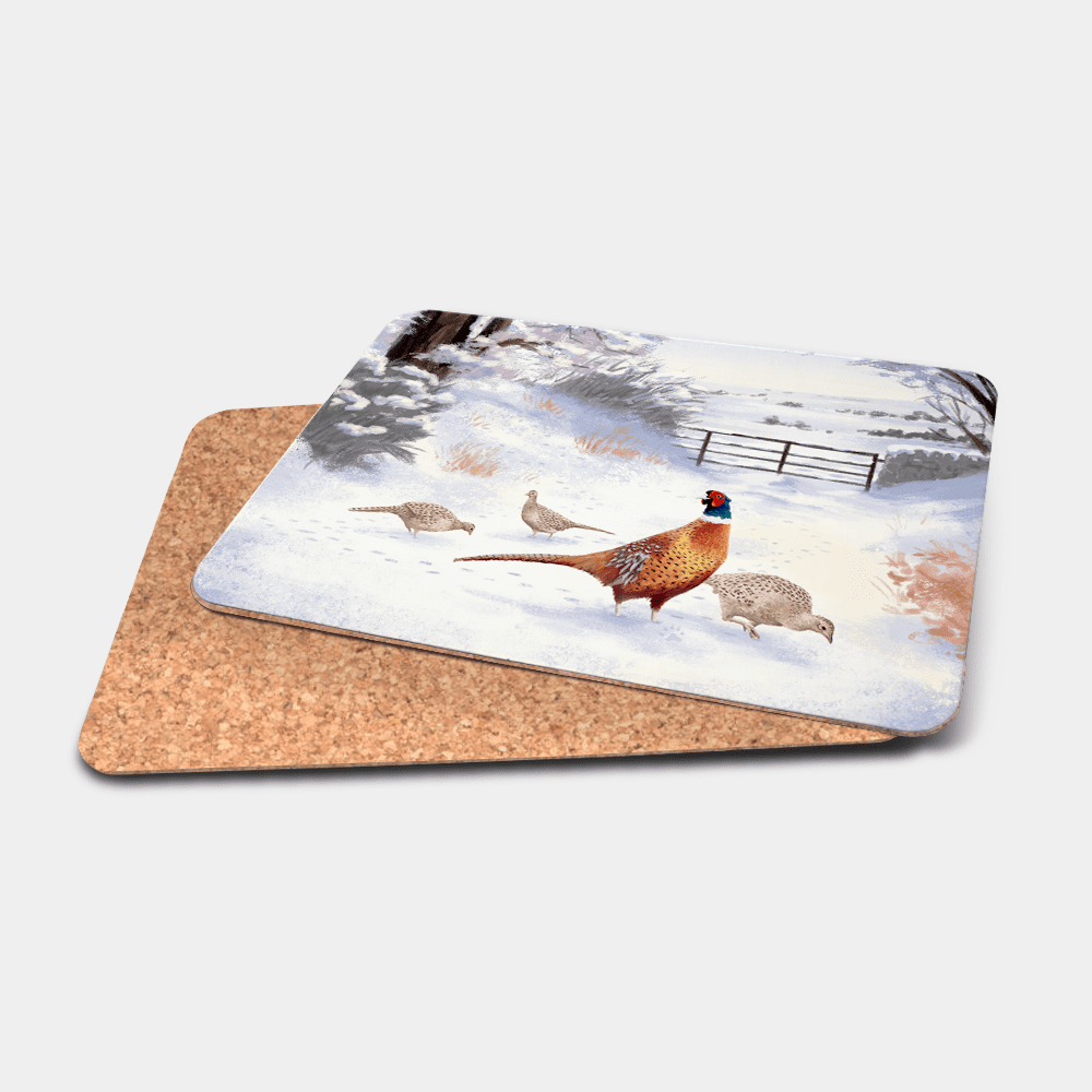 Country Images Personalised Printed Custom Placemats Tablemats Cheap Highland Collection Pheasant Pheasants Scotland Scottish Gift Gifts Ideas Tableware (Cork)