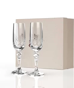 Engraved "Mauchline" Cut Panel Champagne Flute
