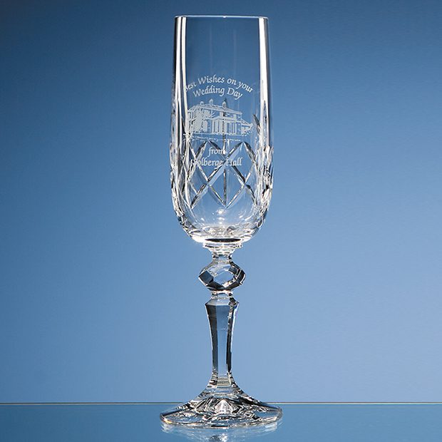 Engraved "Charlotte" Cut Panel Champagne Flute
