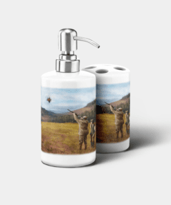 Country Images Personalised Custom Ceramic Bathroom Toothbrush Holder Soap Dispenser Set Clay Pigeon Shooting Sports Sporting Gift Shoot Gifts
