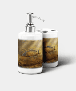 Country Images Personalised Custom Ceramic Bathroom Toothbrush Holder Soap Dispenser Set Sports Sporting Fishing Angling Common Carp Gift Gifts