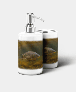 Country Images Personalised Custom Ceramic Bathroom Toothbrush Holder Soap Dispenser Set Sports Sporting Fishing Angling Mirror Carp Gift Gifts