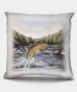 Country Images Personalised Highland Collection Scottish Brown Trout Cheap Linen Cushion Scotland UK 3