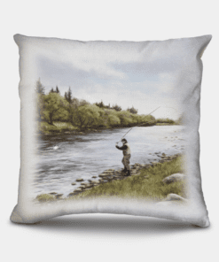 Country Images Personalised Highland Collection Scottish Fly Fishing Fisherman Cheap Linen Cushion Scotland UK 2