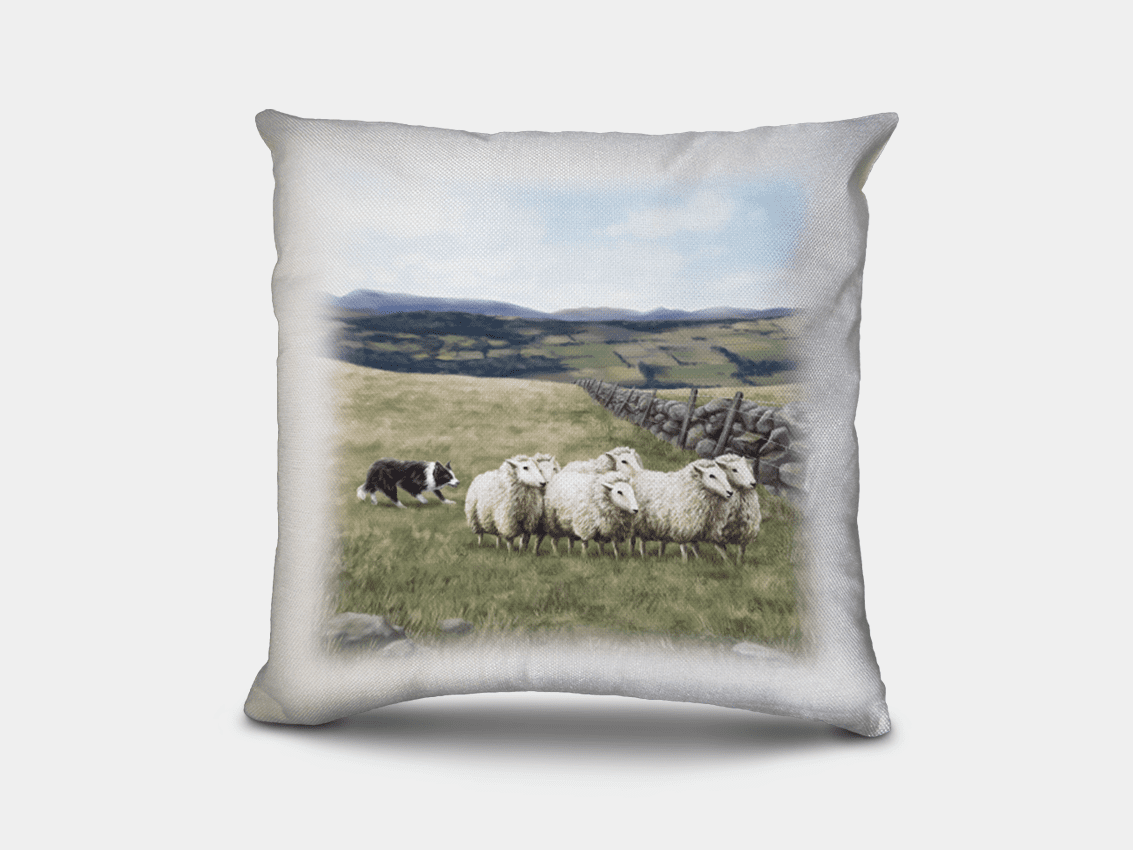 Country Images Personalised Highland Collection Scottish Sheep and Sheep Dog Cheap Linen Cushion Scotland UK 2