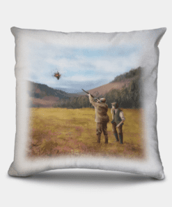 Country Images Personalised Sporting Clay Pigeon Shooting Hunting Cheap Linen Cushion Scotland UK 2