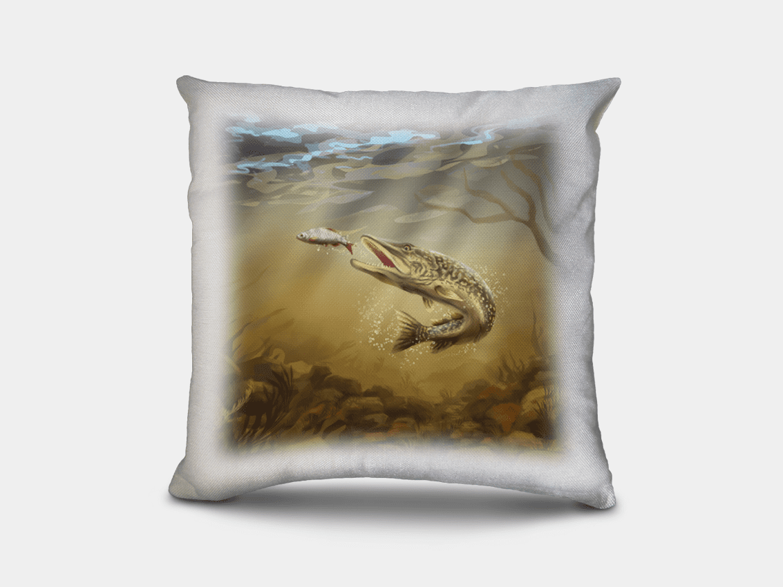 Country Images Personalised Sporting Pike Fishing Angling Angler Cheap Linen Cushion Scotland UK 2
